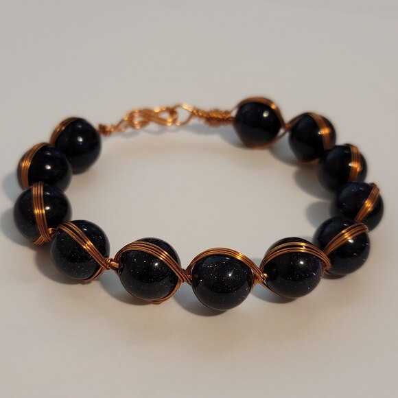 Handmade Wire Wrapped Speckled Bead Bracelet - Picture 1 of 7